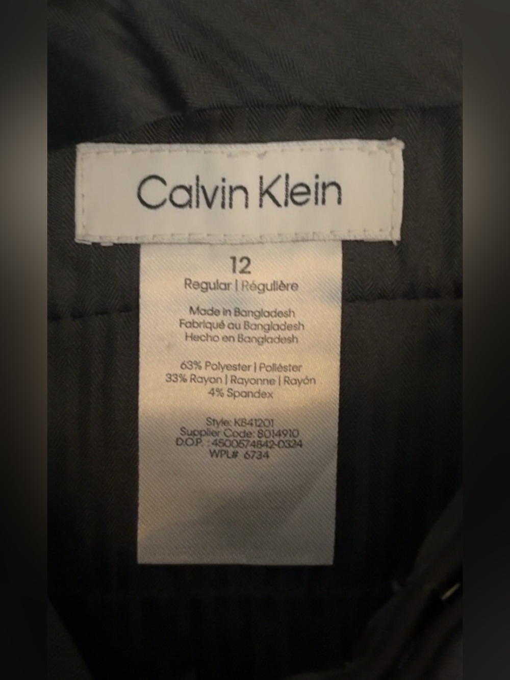 Calvin Klein Women’s Size 12 Black Dress Pants High Rise Regular Fit EUC - Picture 7 of 7